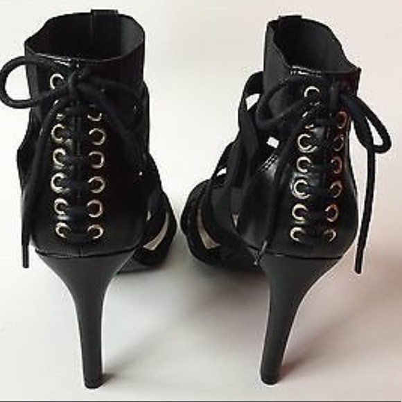 NINE WEST :Black Strap Leather Lace back Heel NWOT - Picture 8 of 8